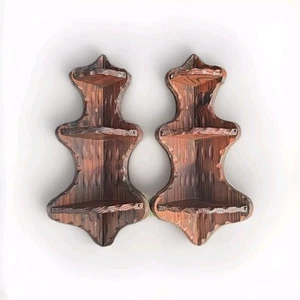 Estante de madera rústico francés vintage con soporte de esquina estantes de exhibición colgantes de pared - Imagen 1 de 3