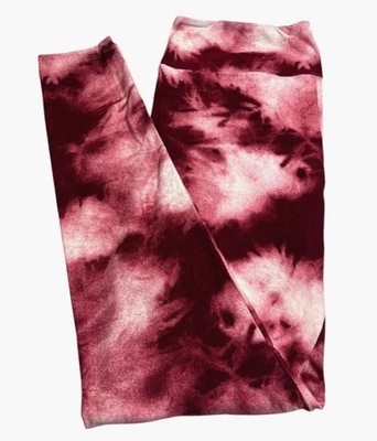 LuLaRoe Leggings TC Tall Curvy BLOOD MAGENTA RED Halloween TIE DYE Modern Soft - Image 1 of 4