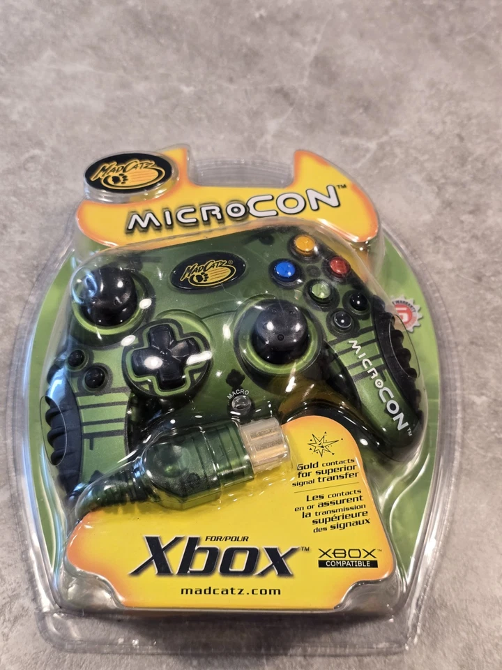 Mad Catz Microcon Original Xbox Green & Black Controller Wired NEW Sealed - Image 1 of 4