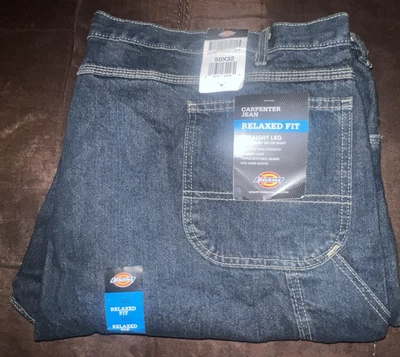 NWT Dickies Carpenter Jeans Mens 50x32 Blue Relaxed Fit Straight Leg Denim - Image 1 of 4