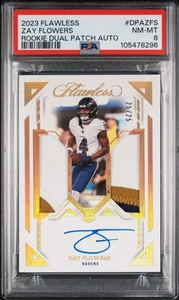 2023 Panini Flawless Rookie Dual Patch AUTO Zay Flowers #25/25 PSA 8 - Bild 1 von 2
