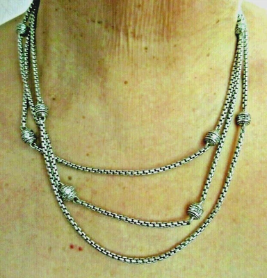 Collar Judith Ripka Plata de Ley .925 Triple Hilo Diamonique con Caja de Regalo Foto 1 de 4