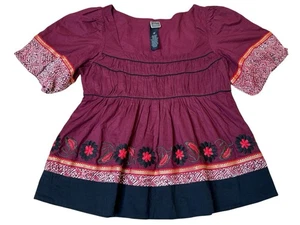 Anthropologie Lithe burgunderrote bestickte & verzierte Damenbluse Gr. 2 neu ohne Etikett - Bild 1 von 7
