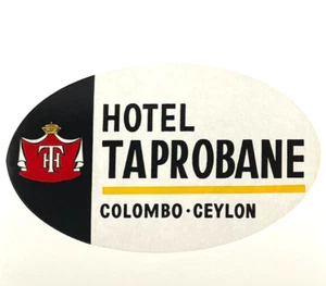 Luggage Label Sticker Exotic Travel Hotel Taprobane Colombo Ceylon - Picture 1 of 2