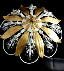 Hochwertige Italienische Weiss-Gold Metall Bleikristall Deckenlampe 3 Flammig - Bild 1 von 9