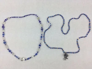 Set of 2 Seed and Resin Bead Shaped Fork Handmade Necklace Set 11" and 15.5" - Picture 1 of 6