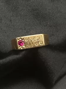 Vintage Ruby 10k Yellow Gold Size 12.5 Men's Ring 5.89 grams WK Signet - Picture 1 of 6