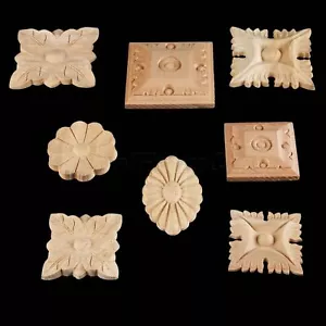 Estilo europeo Madera Tallada Onlay Aplique Puerta Marco de Trabajo Calcomanía Flor Decoración - Imagen 1 de 14
