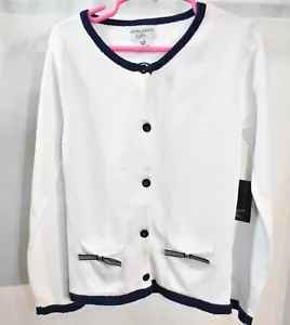 Laura Ashley Cardigan Sweater White & Navy Size 6X Girl's - Picture 1 of 5