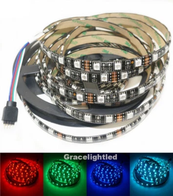 5050 RGB LED Strip Black PCB DC12V Flexible LED Light 60LED/m 1m 2m 3m 4m 5m