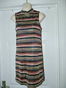 New Look Striped Dress Size 8 Textured Tunic Style Frock Stretchy BNWT Womens - Picture 1 of 9