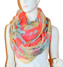 SCARF TRADINGINC 100% Polyester Floral Light Weight Infinity Scarf, Coral