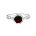 Solitaire 5Mm Round Garnet Women Ring With Criss Cross Shank 925 Sterling Silver