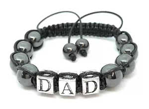 Shamballa Gemstone Bracelet Fathers Day Gift DAD Hematite Energy Made UK - Picture 1 of 9