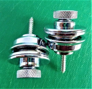 2 Flat-Head-Strap-Lock-For-Electric-Acoustic-Guitar-Bass Silver 17% PRICE DROP - Picture 1 of 9