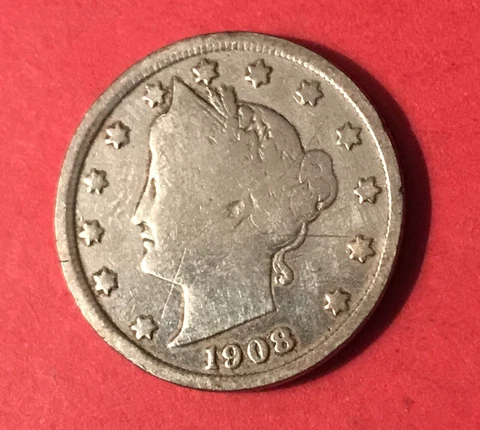 1908 Liberty Head Barber V Nickel 😝Five Cent / 5 Cents Cover