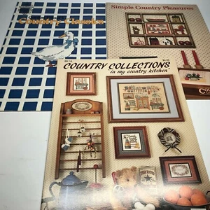 Lote de 3 patrones de punto de cruz temáticos de país de más de 30 páginas señuelos, arte popular ++ - Imagen 1 de 4