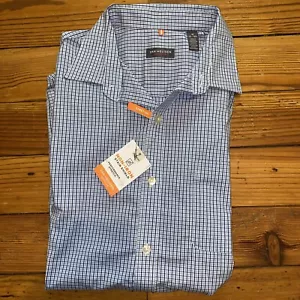 Mens M 15 15.5 Long Sleeve Van Heusen Blue Plaid Button down dress shirt NWT - Picture 1 of 6