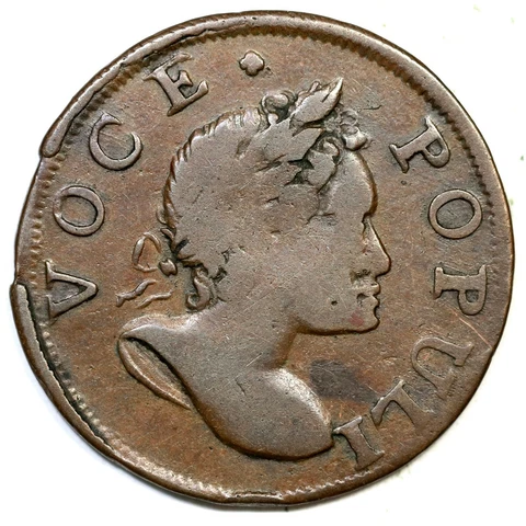 1760 N-2 R-3 Voce Populi Half Penny Colonial Copper Coin 1/2p Cover