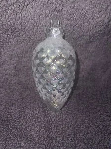 Iridescent Blown Glass Glitter Pinecone Christmas Ornament 3” - Picture 1 of 5