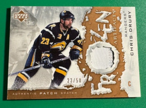 CHRIS DRURY SERIAL #23/50 JERSEY #! 1/1 FROZEN ARTIFACTS PATCH SWATCH SABRES NYR