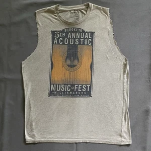 Old Navy Tank Top Tan Beige T Shirt Mens Large Brooklyn Acoustic Music Festival - Picture 1 of 10