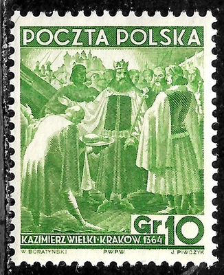 HICK GIRL- MINT POLAND STAMP   SC#321   1938  KING CASIMIR III     L387 - Image 1 of 2