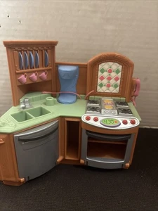 Fisher Price Loving Family Dollhouse Kitchen Corner Unit Sounds Stove Oven Sink - Picture 1 of 6
