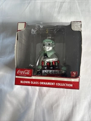 Oso polar Coca-Cola vintage con paquete de 6 botellas adorno de vidrio soplado Foto 1 de 4