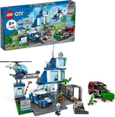 LEGO City Comisaría con Furgoneta, Camión de Basura y Helicóptero Juguete 60316, Regalos para Foto 1 de 4