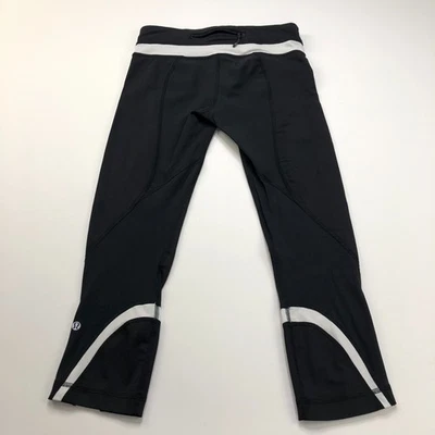 Pantalones Legging de Viaje Deportivo Lululemon Capri 4 (Se Adapta a 26W 22L) Negro Blanco Foto 1 de 4