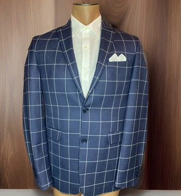 Blazer Original Penguin 40 L Azul Ventana Lana 2 Botones Abrigo Deportivo Chaqueta Foto 1 de 4