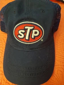 STP Motor Oil Racing Trucker Cap Hat Adjustable Snapback Blue Embroidered Logo - Picture 1 of 10
