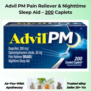 Advil PM Pain Reliever & Nighttime Sleep Aid, 200 Caplets – Ibuprofen 200 mg​ - Picture 1 of 4