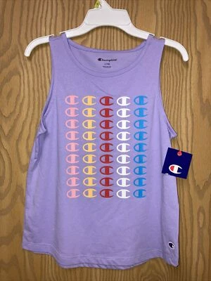 NUEVO CON ETIQUETAS Niñas Jóvenes Campeón Púrpura Logo C Camiseta sin Mangas Camisa TALLA GRANDE (14) Foto 1 de 4