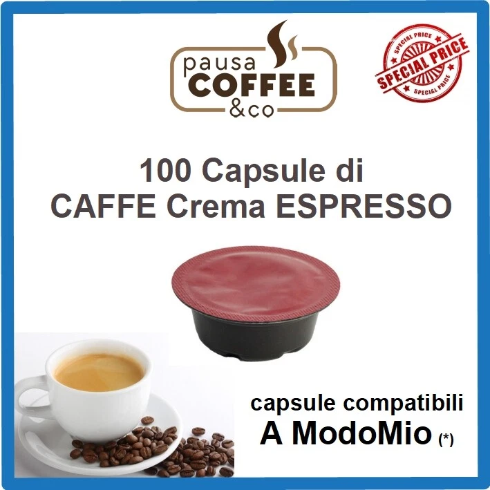 PAUSACOFFEE 100 capsule cialde Caffè Espresso ("Caffé Crema") compatibili Lavazza A MODO MIO
