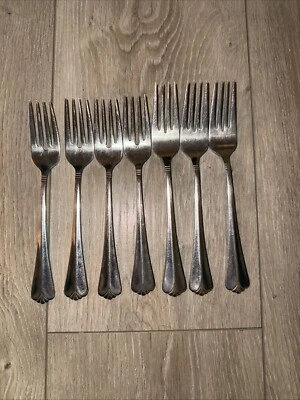 7 PCs Rogers COUNTRY SHELL GOLD Glossy Gold Tip Flatware Dinner Fork Salad *read - Image 1 of 4