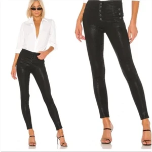 Pantalones de mezclilla negros recubiertos ajustados de tiro alto Natasha de J Brand en Fearful talla 26 - Imagen 1 de 9