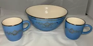 Disneyland Club 33 Tom & Jerry Bowl With 2 Cups Blue - Picture 1 of 11
