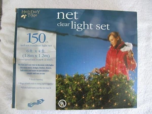 150 Counts Holiday Time Clear Net Christmas Lights Green Wire 6 FT X 4 FT - Picture 1 of 3