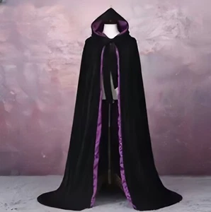 Halloween Terciopelo Vampiro Juegos con disfraces Capa Gótico Con Capucha Disfraz Fiesta Medieval - Imagen 1 de 4