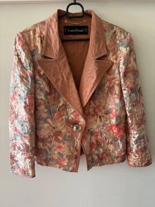 Vintage Louis Feraud Women Blazer Jacket pink beige floral jacquard EU38 US8 M - Picture 1 of 13