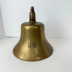 US Bronze Brass Ship's Bell Maritime NO Ringer - Nautical Décor Antique Patina - Picture 1 of 8