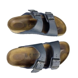 Birkenstock Kids Blue Leather Arizona Sandals Size 31 - Picture 1 of 6