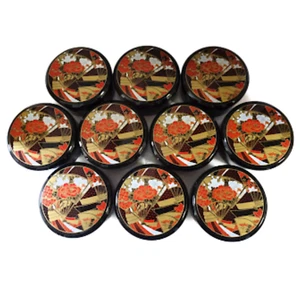 SUSHI BOWL Set of 10 Japanese Traditional Japanese Fan Design 4.96in - Picture 1 of 8