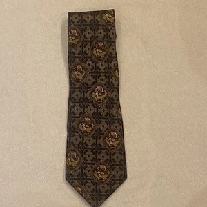 The Newark Museum Gallery 100% Silk Men's Tie Gold, Tan, Black GUC - Picture 1 of 4