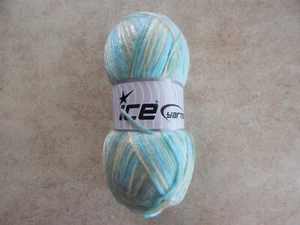 Neu Eisgarne Skein mehrfarbig grün blau gelb gemischte Faser 100 Gramm - Bild 1 von 4