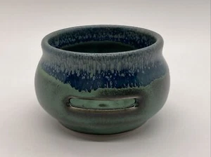 Studio Art Keramik grün türkis Teelicht Kerzenhalter Schüssel 2 1/4" x 3 1/4" - Bild 1 von 7
