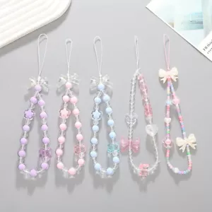 Beads Mobile Phone Chain Wrist Strap Bow Phone Case Lanyard Charm Pendants - Picture 1 of 13