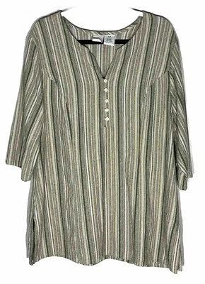 Top túnica de algodón de lino Roamans para mujer talla 20 W Plus Popover Lagenlook Coastal Foto 1 de 4